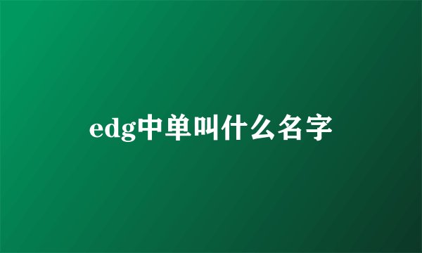 edg中单叫什么名字