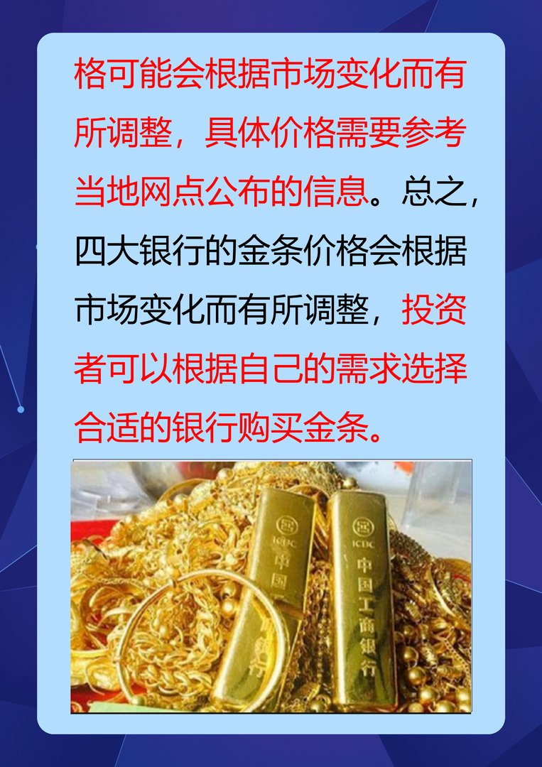 四大银行的金条价格