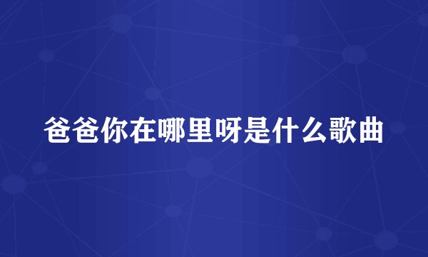爸爸你在哪里呀是什么歌曲
