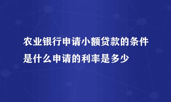 农业银行申请小额贷款的条件是什么申请的利率是多少