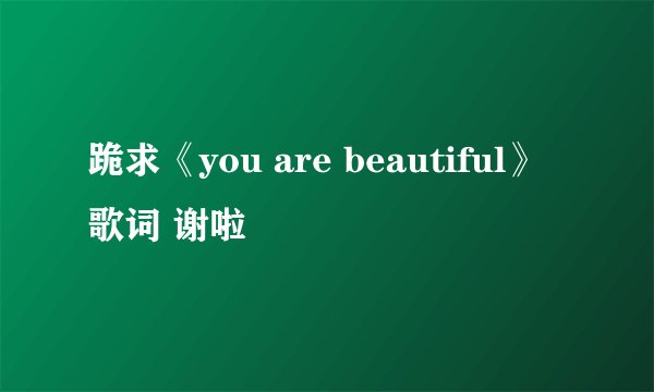 跪求《you are beautiful》歌词 谢啦
