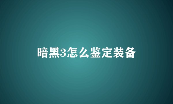 暗黑3怎么鉴定装备