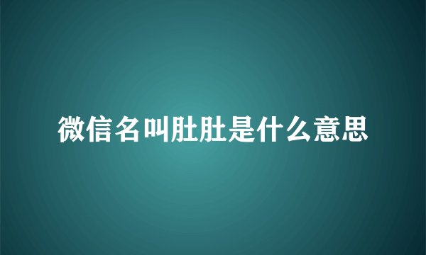 微信名叫肚肚是什么意思