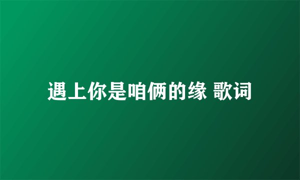 遇上你是咱俩的缘 歌词