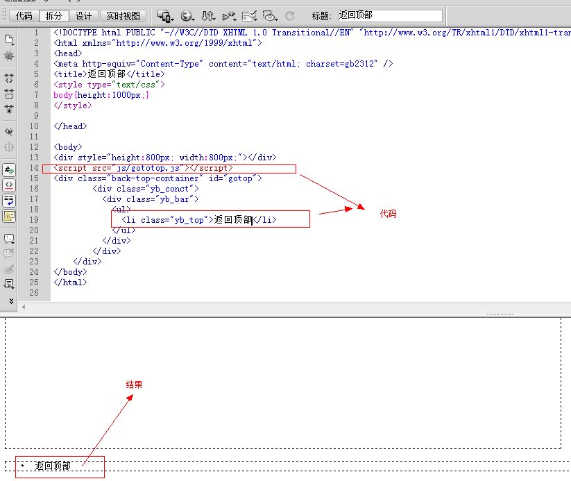 网页中“返回顶部”的html代码怎么编写？