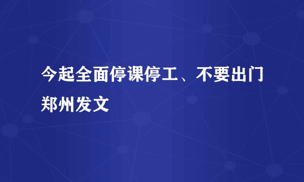 今起全面停课停工、不要出门郑州发文