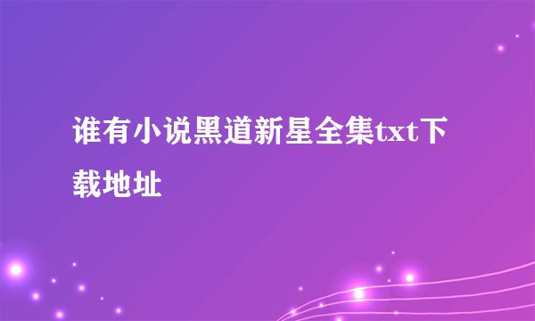 谁有小说黑道新星全集txt下载地址
