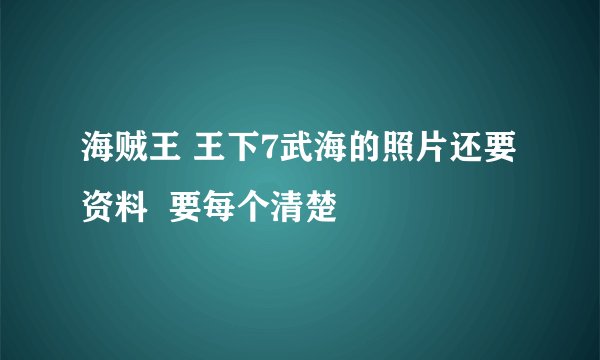 海贼王 王下7武海的照片还要资料  要每个清楚
