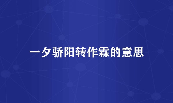 一夕骄阳转作霖的意思