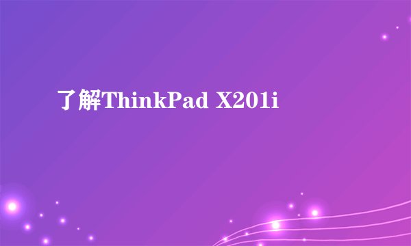 了解ThinkPad X201i