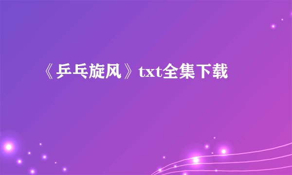《乒乓旋风》txt全集下载