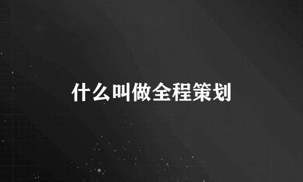 什么叫做全程策划