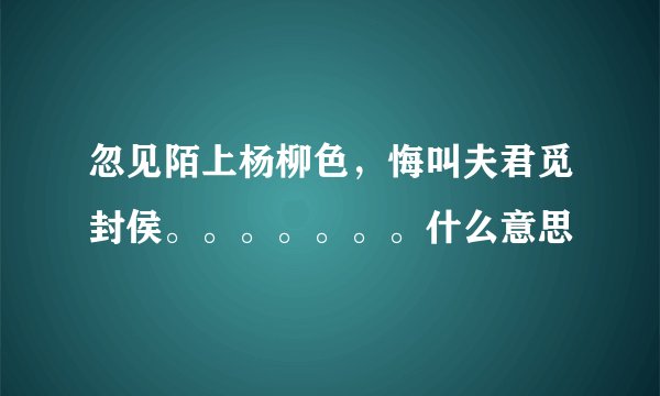 忽见陌上杨柳色，悔叫夫君觅封侯。。。。。。。什么意思