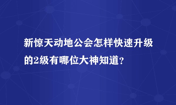 新惊天动地公会怎样快速升级的2级有哪位大神知道？
