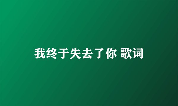 我终于失去了你 歌词