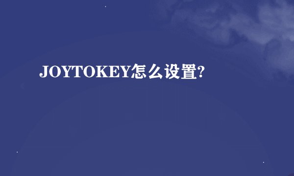 JOYTOKEY怎么设置?