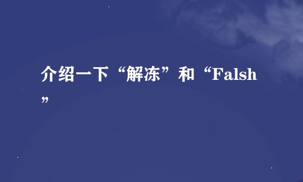 介绍一下“解冻”和“Falsh”