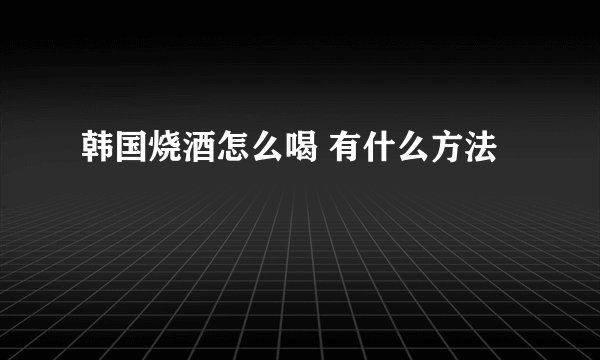 韩国烧酒怎么喝 有什么方法