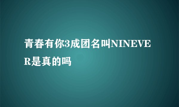 青春有你3成团名叫NINEVER是真的吗