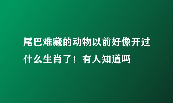 尾巴难藏的动物以前好像开过什么生肖了！有人知道吗