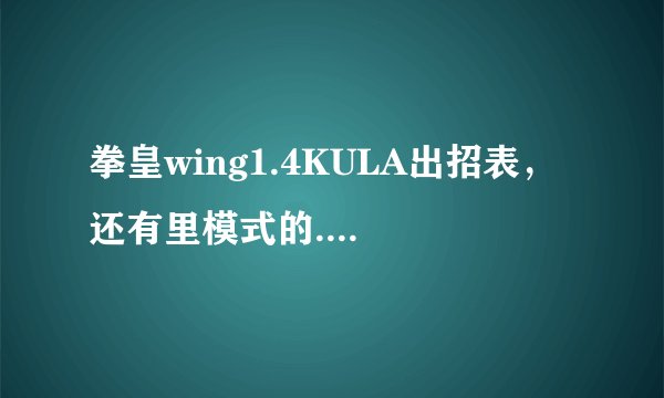 拳皇wing1.4KULA出招表，还有里模式的....