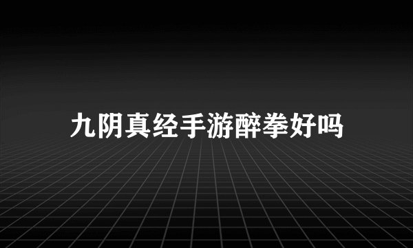 九阴真经手游醉拳好吗