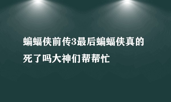 蝙蝠侠前传3最后蝙蝠侠真的死了吗大神们帮帮忙