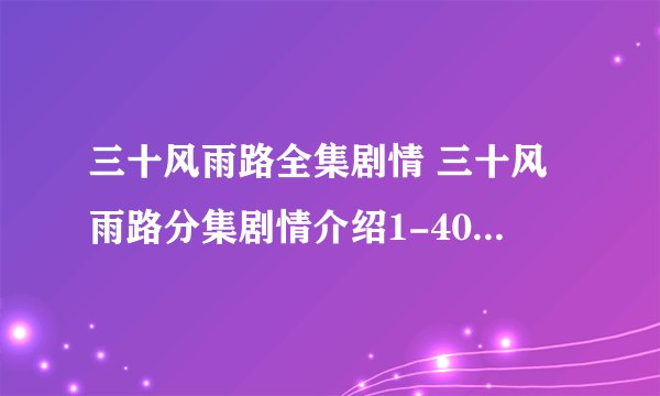 三十风雨路全集剧情 三十风雨路分集剧情介绍1-40集大结局