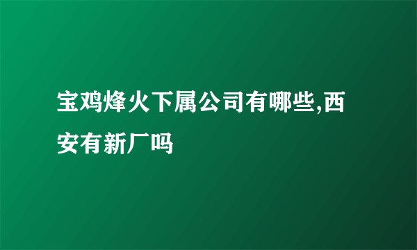 宝鸡烽火下属公司有哪些,西安有新厂吗