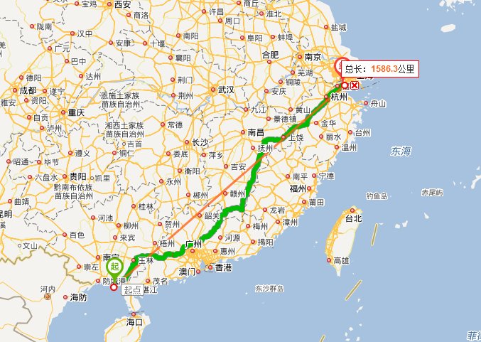广西北海居浙江嘉善有多少公里