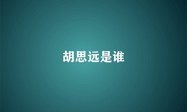 胡思远是谁