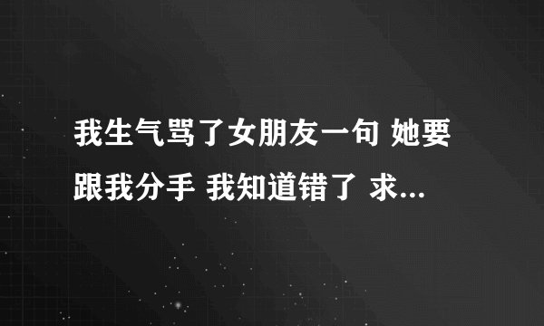 我生气骂了女朋友一句 她要跟我分手 我知道错了 求求你们告诉我我该怎么办我真的很爱她 我不想失去她