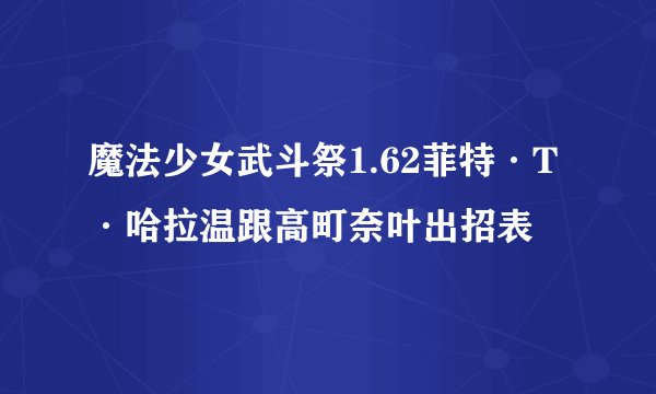 魔法少女武斗祭1.62菲特·T·哈拉温跟高町奈叶出招表