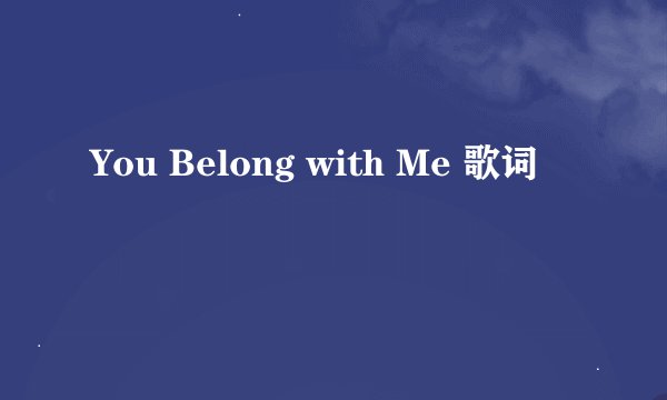 You Belong with Me 歌词