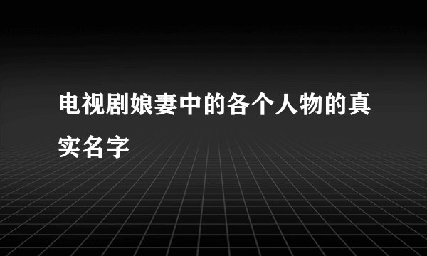 电视剧娘妻中的各个人物的真实名字