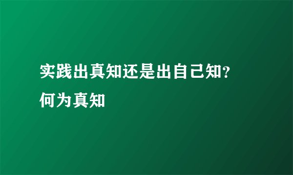 实践出真知还是出自己知？ 何为真知
