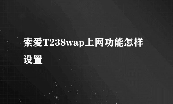 索爱T238wap上网功能怎样设置
