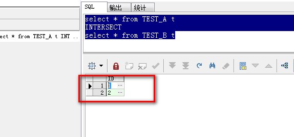 oracle中INTERSECT,MINUS用法