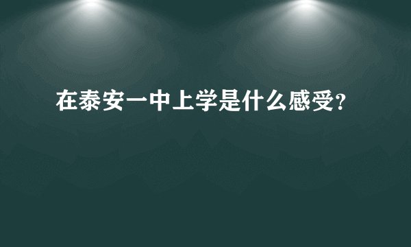 在泰安一中上学是什么感受？