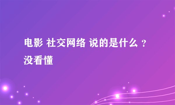 电影 社交网络 说的是什么 ？ 没看懂