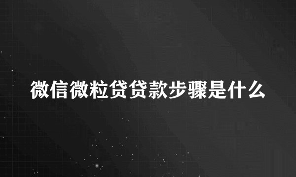 微信微粒贷贷款步骤是什么