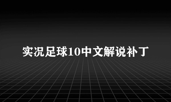 实况足球10中文解说补丁