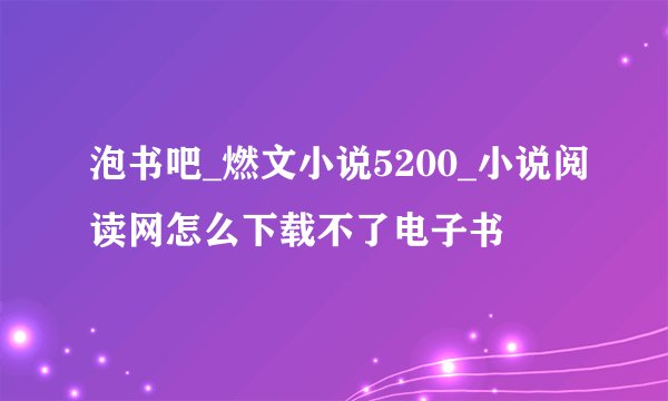 泡书吧_燃文小说5200_小说阅读网怎么下载不了电子书