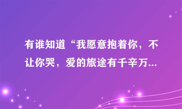 有谁知道“我愿意抱着你，不让你哭，爱的旅途有千辛万苦，我真的不在乎”是哪首歌里面的歌词？
