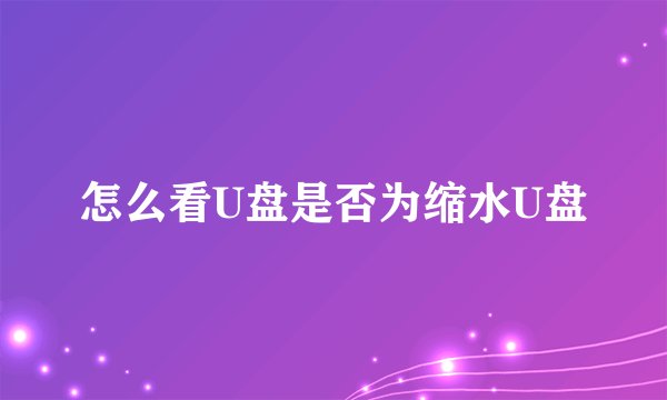 怎么看U盘是否为缩水U盘