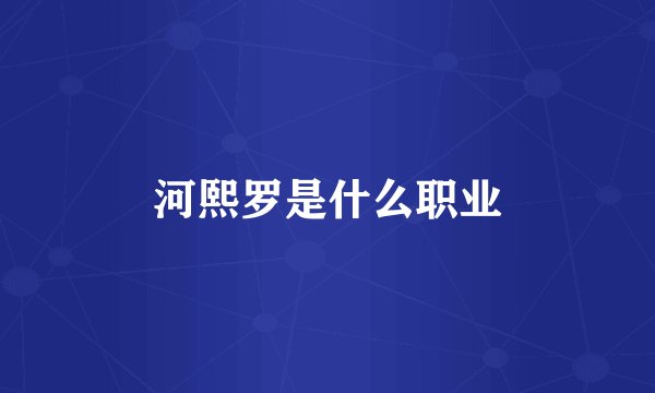 河熙罗是什么职业