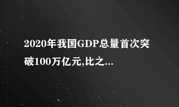 2020年我国GDP总量首次突破100万亿元,比之前增长了多少?