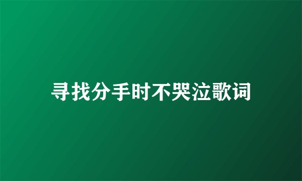 寻找分手时不哭泣歌词