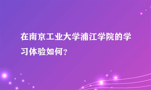 在南京工业大学浦江学院的学习体验如何？