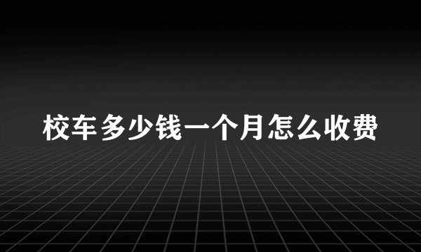 校车多少钱一个月怎么收费